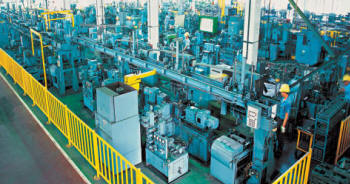 Sewing machine production line from Mitsubishi